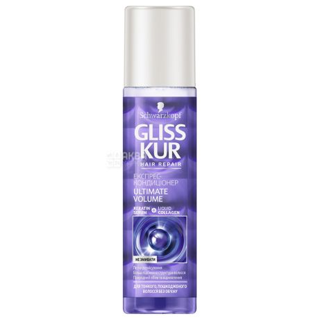 Schwarzcopf Gliss Kur, Ultimate Volume, 125 мл, Экспресс-кондиционер для тонких волос без объема, Экстремальный Объем