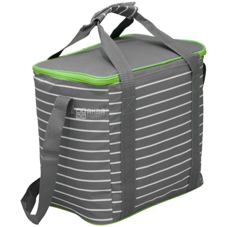 Time Eco, Горизонтальна сумка-холодильник, салатово-сіра смужка, 20 л