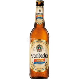 Krombacher Weizen, 0,5 л, Кромбахер, Пиво светлое нефильтрованное, безалкогольное, стекло