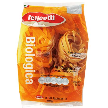 Felicetti Tagliatelle №90, 250 г, Макароны Феличетти Тальятелле, органические з яйцом