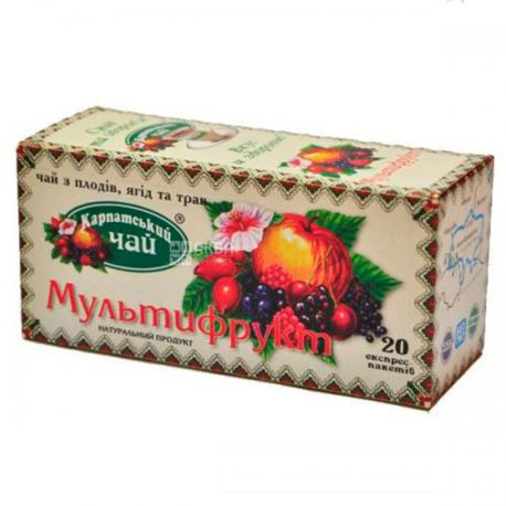 Карпатский чай, Мультифрукт, 20 пак. х 2г, Чай с плодов ягод и трав 