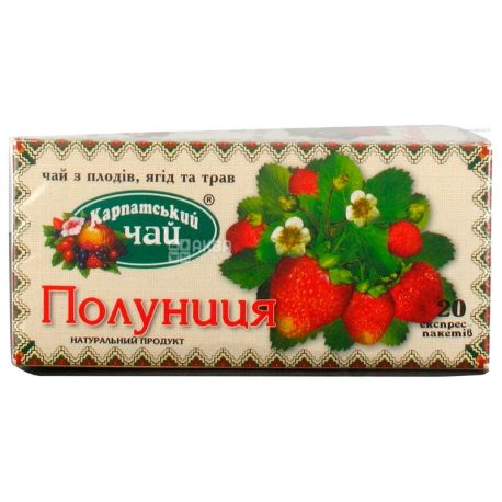 Карпатський чай, Полуниця, 20 пак., Чай з плодів ягід і трав
