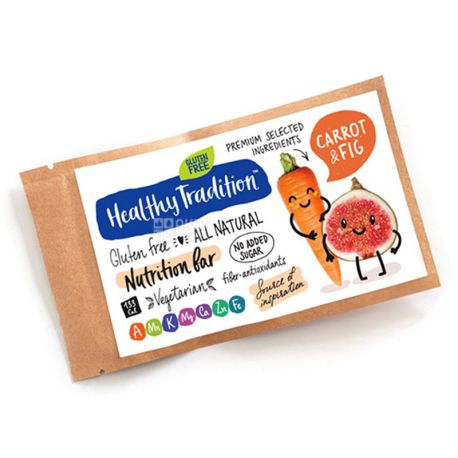 Батончик поживний без цукру, Морква і інжир, 38 г, ТМ Healthy Tradition