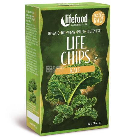 Lifefood Органические чипсы из капусты Кале, 20 г