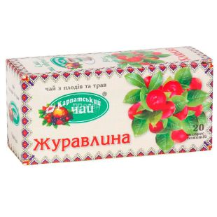Карпатський чай, Журавлина, 20 пак. х 1,35 г, Чай з плодів і трав