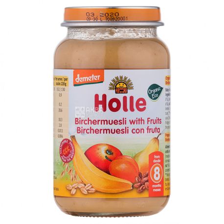 Baby food Puree Muesli with fruit, from 8 months, 220 g, TM Holle