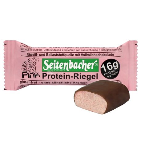 Seitenbacher, Pink Protein-Riegel, Батончик протеїновий з полуницею, 60 г