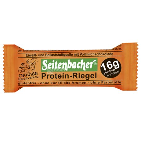 Protein-Riegel Orange protein baton with orange, 60 g, TM Seitenbacher