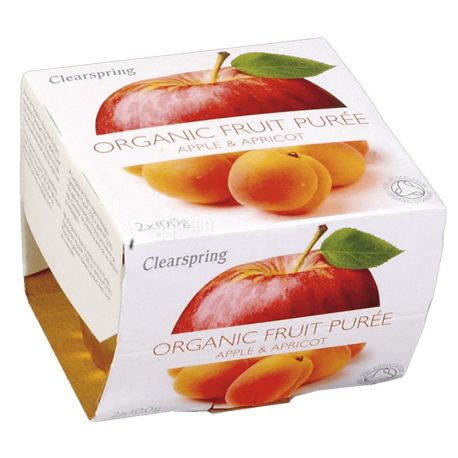 Organic fruit puree, Apple-Apricot, 2x100g, TM Clearspring