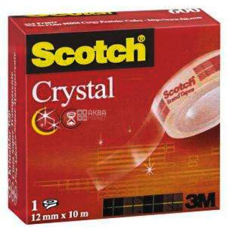 Скотч прозрачный Scotch Crystal, 12 мм x 10 м, ТМ 3М