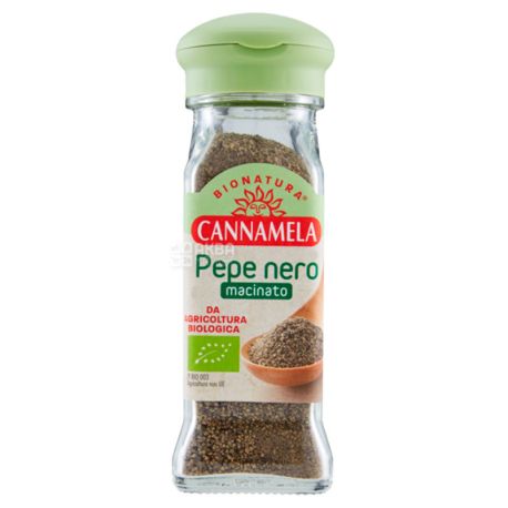 Cannamela, 50 г, Перец черный молотый, органический, стекло