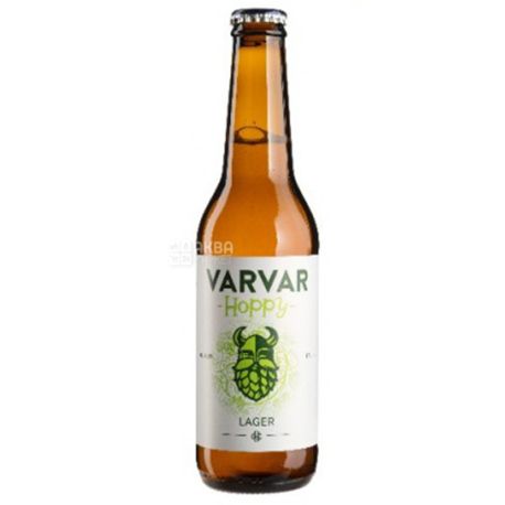 Varvar Hoppy Lager, 0,33 л, Варвар, Пиво світле нефільтроване, скло