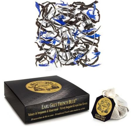 Mariage Freres, Earl Grey French Blue, 30 пак., Чай Мар'яж Фрере, Ерл Грей Френч Блю, чорний з бергамотом і пелюстками квітів