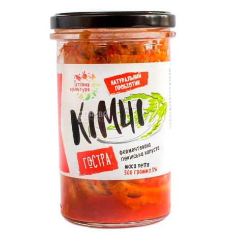 Капуста ферментована Кімчі, Гостра, 500 г, ТМ Їстівна Культура