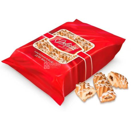 Delicia Печенье сдобное Супер-Моника с белым декором, 500 г