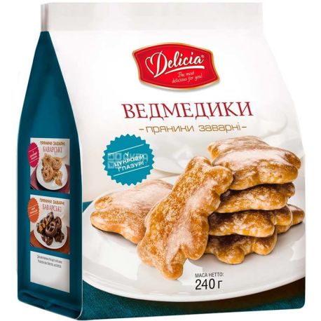 Delicia, Ведмедики, 240 г, Пряники заварні