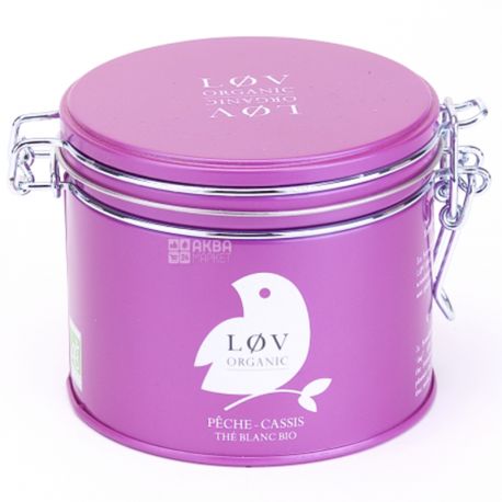 LoV Organic, Blackcurrant-Peach, 70 г, Чай Лов Органик, Черная смородина - Персик,Белый органический, ж/б
