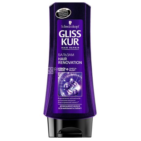 Gliss Kur Hair Renovation, 200 мл, Бальзам для ослабленных после окрашивания и стайлинга волос