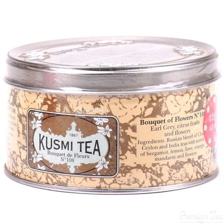 Kusmi Tea, Black Tea, Tea Bouguet of Flowers No. 108 (Flower Bouquet), 125 g
