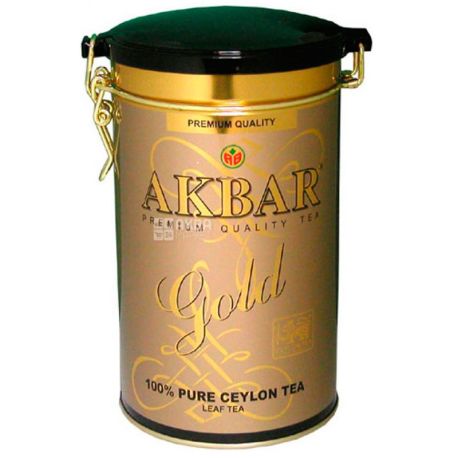 Akbar Gold, 450 г, Чай черный Акбар Голд, крупнолистовой, ж/б