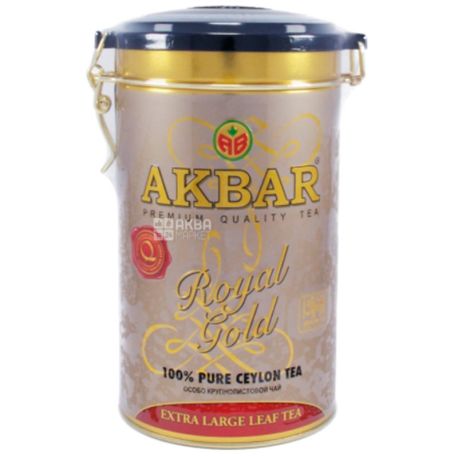 Akbar Royal Gold, 150 г, Чай черный Акбар Роял Голд, ж/б
