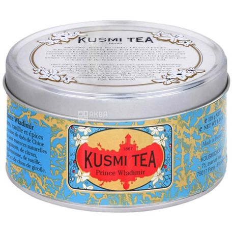 Kusmi Tea, Prince Vladimir, 125 г, Чай черный с пряностями Кусми Ти, Князь Владимир, ж/б