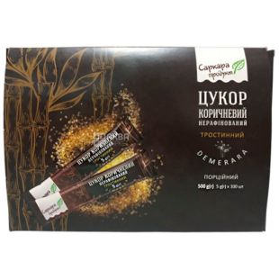 Саркара, 100 стіків х 5 г, Цукор-пісок тростинний, нерафінований, коричневий, 500 г