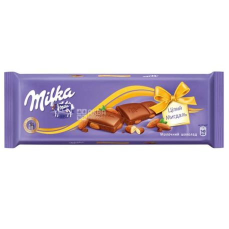 Milka, Шоколад молочний з мигдалем XL, 185 г