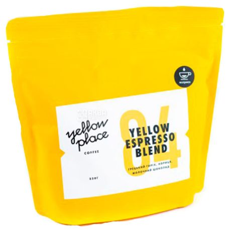 Yellow Place, 250 г, Кофе Йеллоу Плэйс, смесь, средне-темной обжарки, под Эспрессо, в зернах