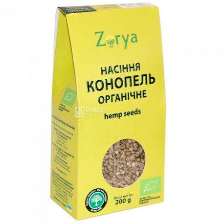 Zorya, Семена конопли, органические, 200 г