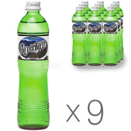 Поляна Срибна, 0,5 л, Упаковка 9 шт., Вода минеральная негазированная, стекло
