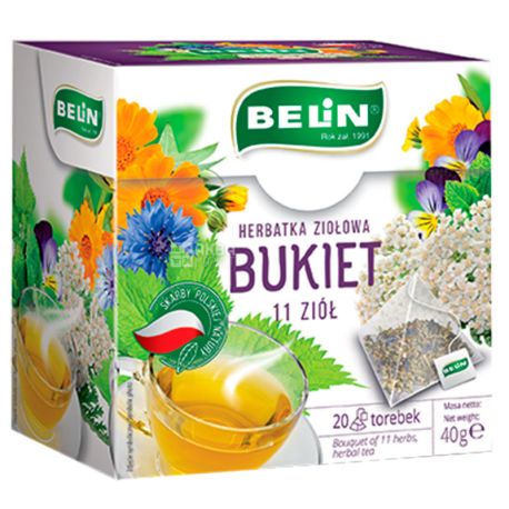 Belin, Bukiet 11 ziół, 20 again., Tea Bellin, Mix 11 trauma