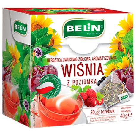 Belin, Wiśnia, 20 пак., Чай Бєлін, Вишня з суницею, фруктовий