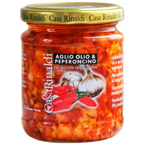 Casa Rinaldi Sugo Aglio Olio Peperoncino, Соус з часником, олією, гострим перцем, 190 г
