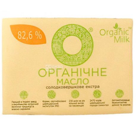 Organic milk, 200 г, Масло органічне, солодковершкове, 82,6%