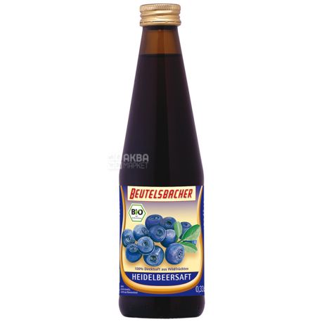 Beutelsbacher, Heidelbeersaft, 0,33 л, Бойтельсбахер, Сок черничный, органический, стекло
