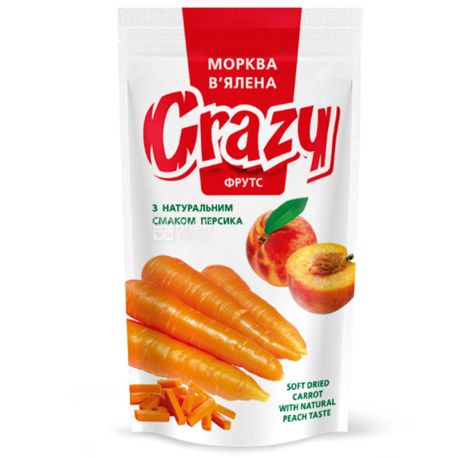 Crazy Фрутс, Морква в'ялена з натуральним соком персика, 75 г