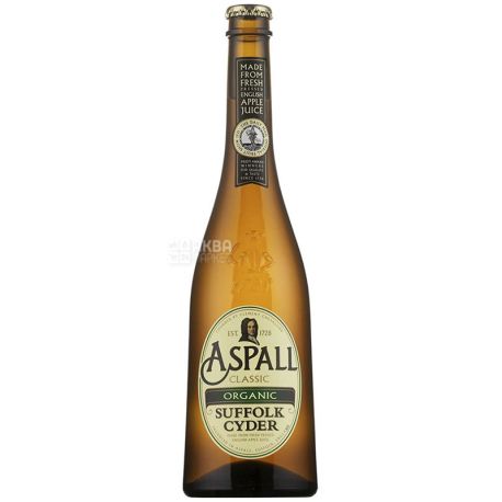 Aspall Classic Organic, 0,5 л, Аспалл, Сидр яблучний, сухий, скло
