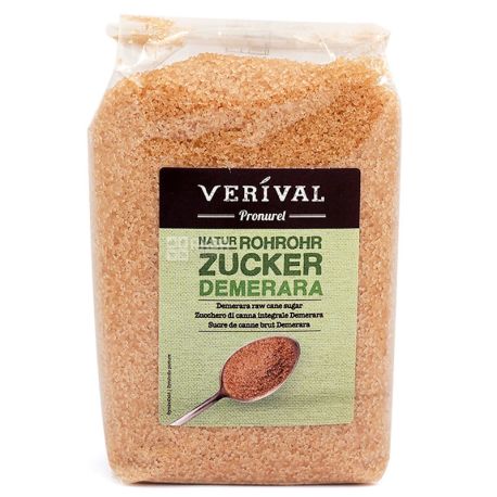 Verival, 500 г, Цукор-пісок тростинний Верівал Демерара, нерафінований, коричневий