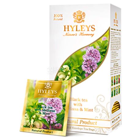 Hyleys, Black tea with melissa, 25 pack * 1.5 g
