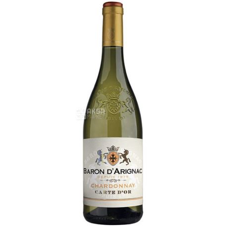Chardonnay, Baron d'Arignac, Вино біле сухе, 0,75 л