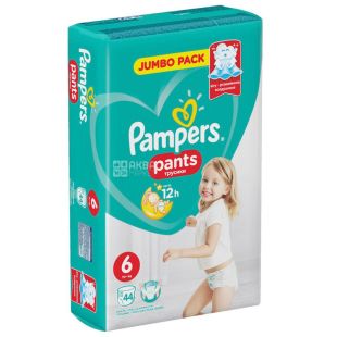 Pampers, 44 шт., Памперс, Підгузки-трусики, Розмір 6, 15+ кг