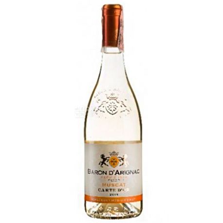 Baron d'Arignac, Muscat, Вино белое полусладкое, 0,75 л
