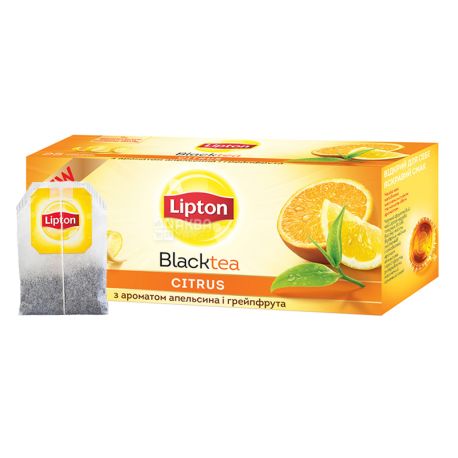 Lipton, Citrus Super tasty, 25 пак., Чай Липтон, Цитрусовый супер вкус, Черный цитрусовый