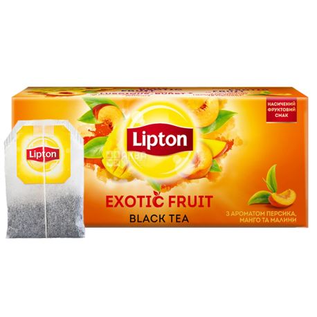 Lipton, Exotic Fruit Super tasty, 25 пак., Чай Липтон, Экзотические супер вкусные фрукты, Черный с манго и малиной