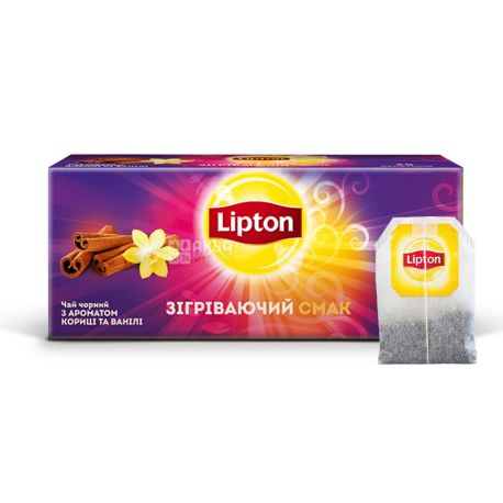 Lipton, Warming tasty, 25 пак., Чай Ліптон, Смачне потепління, Чорний з ароматом кориці і ванілі