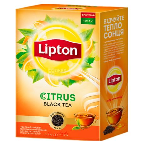 Lipton, Citrus Black Tea, 80 г, Чай Липтон, Цитрусовый черный чай с цедрой Апельсина и лимонной травой