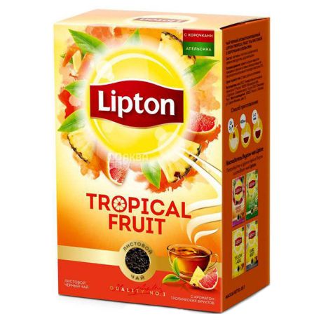 Lipton, Tropical fruit, 80 г, Чай Ліптон, Тропічні фрукти, Чорний з ароматом тропічних фруктів