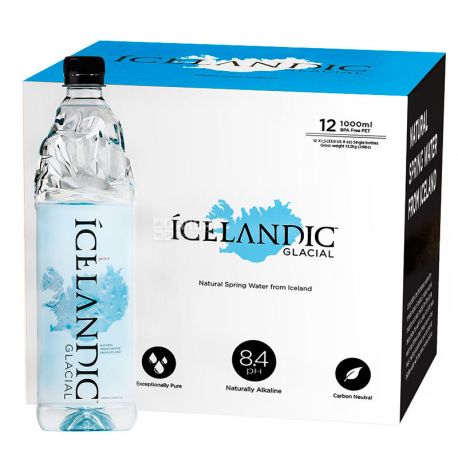 Icelandic Glacial, 1,5 л, упаковка 12 шт., Айсландик Глесиал, Вода минеральная негазированная, ПЭТ