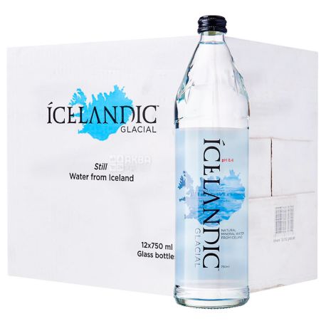 Icelandic Glacial, 0,75 л, упаковка 12 шт., Айсландик Глесиал, Вода минеральная газированная, стекло